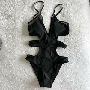 NWOT Black Cutout One-Piece Swimsuit